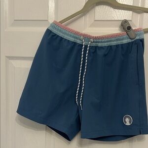 Chubbies Men Blue Swim Shorts with Pink Trim